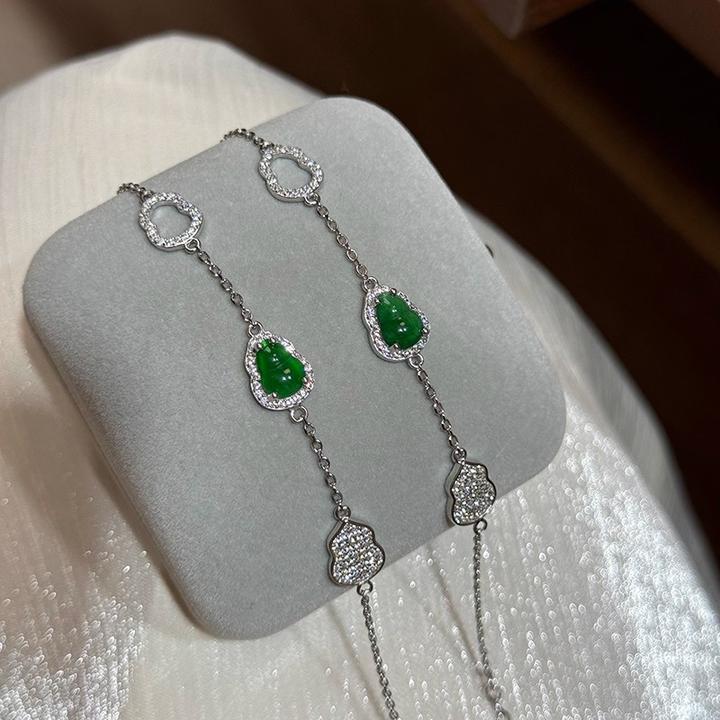 《月光福禄》天然绿水翡翠新中式国风葫芦手链女~颜色深浅不一