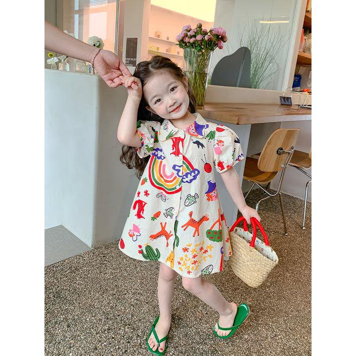 女童夏装连衣裙2024新款韩版女孩洋气宝宝夏季公主裙儿童衬衫裙子