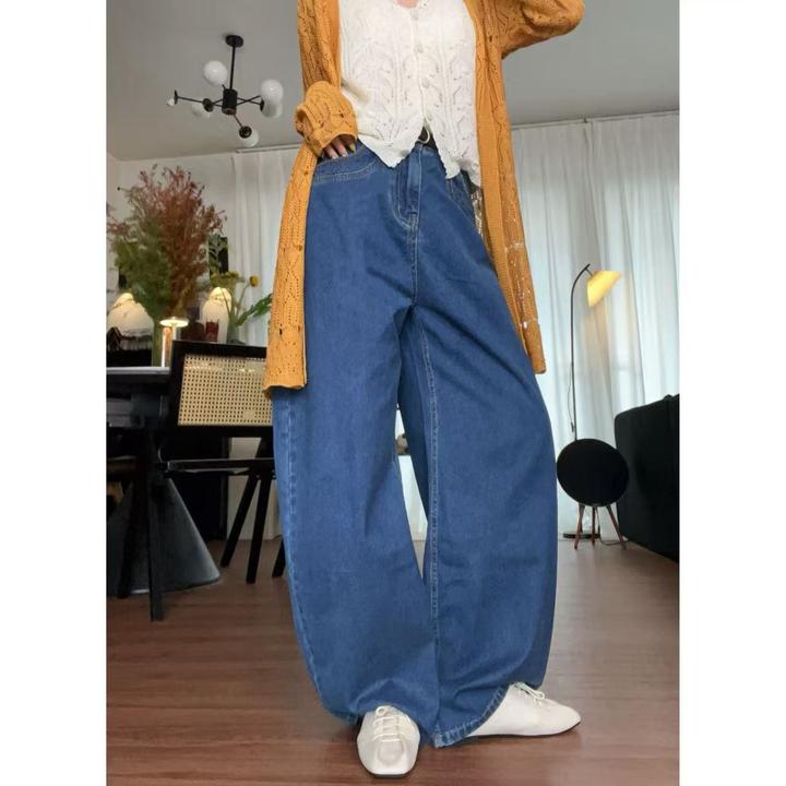 韩国东大门2025秋季新款美式复古宽松高腰阔腿牛仔裤女百搭直筒裤