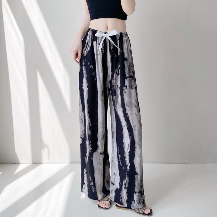 棉绸睡裤裤子女春夏季新款薄款国风阔腿裤居家宽松空调裤可外穿