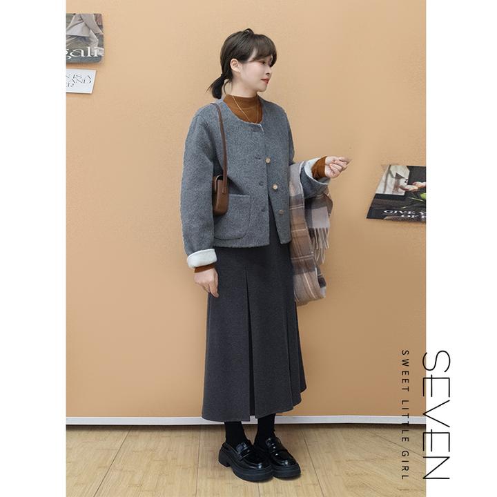 澳毛大衣⑧七七146小个子双面呢羊毛大衣短款外套女款小美说