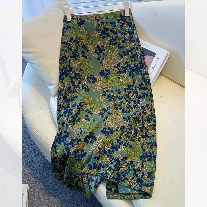 拉夏贝尔印花半身裙女春夏2025新款清新淡雅气质包臀裙时尚一步裙