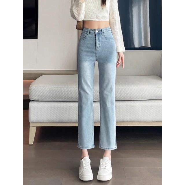 直筒牛仔裤子女2025年春夏直筒新款高腰显瘦小个子直筒裤烟管裤子