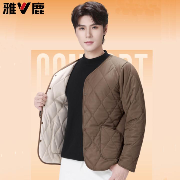雅鹿男士加厚羊毛保暖内衣棉衣内胆加绒内搭小棉服防寒打底秋冬季