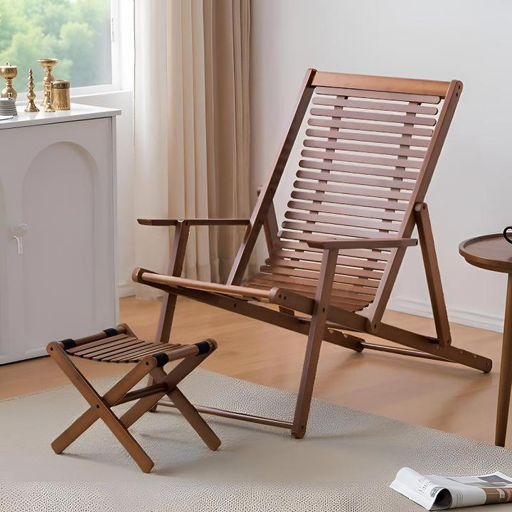 楠竹折叠躺椅午睡休闲椅坐躺两用靠背椅懒人午休椅可调节坐椅