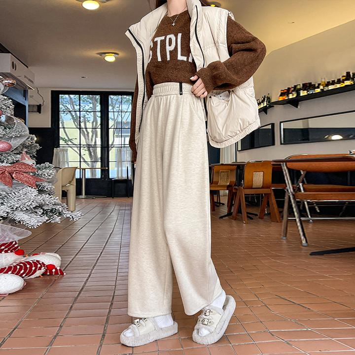 2025秋冬爆款蚕丝羊毛女士裤加绒加厚保暖哈伦裤九分烟管裤老爹裤