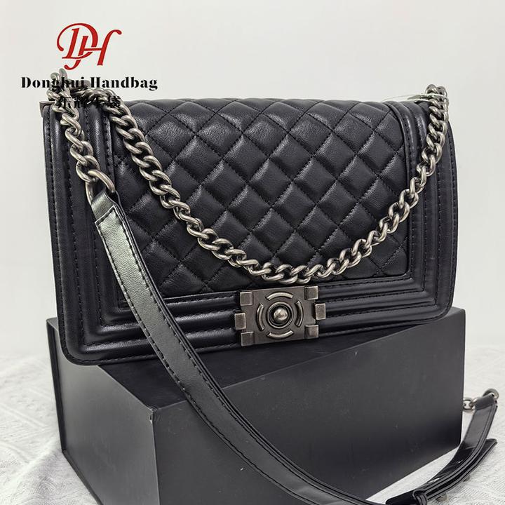 黑银光面链条包中号单肩包时尚百搭黑色潮流