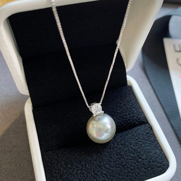 磁铁仿珍珠吊坠 戴妃单颗珠珠项链女2025新款电镀轻奢小众秋