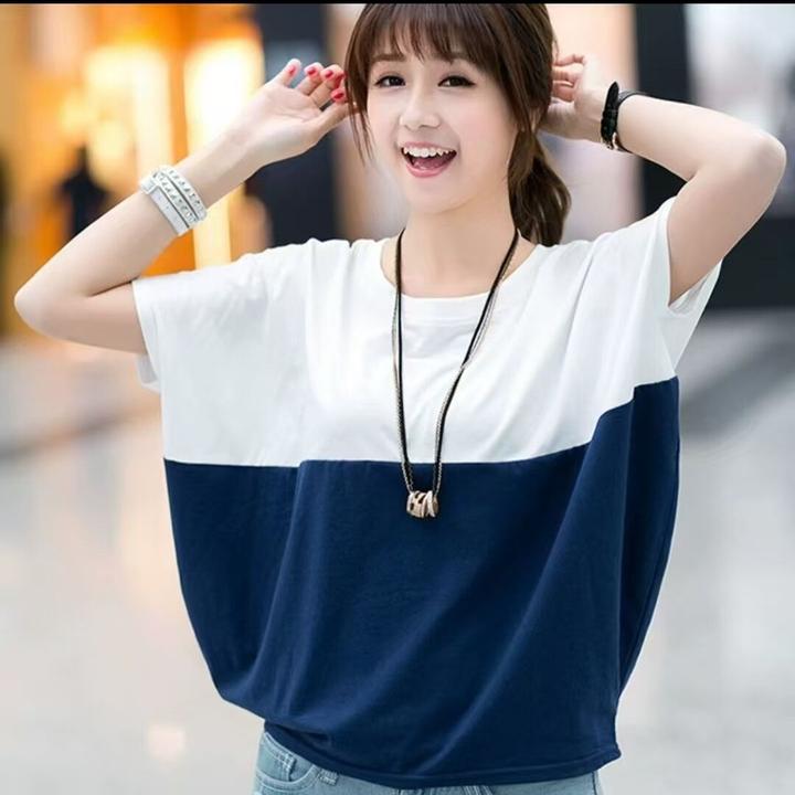 好质量 夏韩版女装拼色大码女装T恤女2507