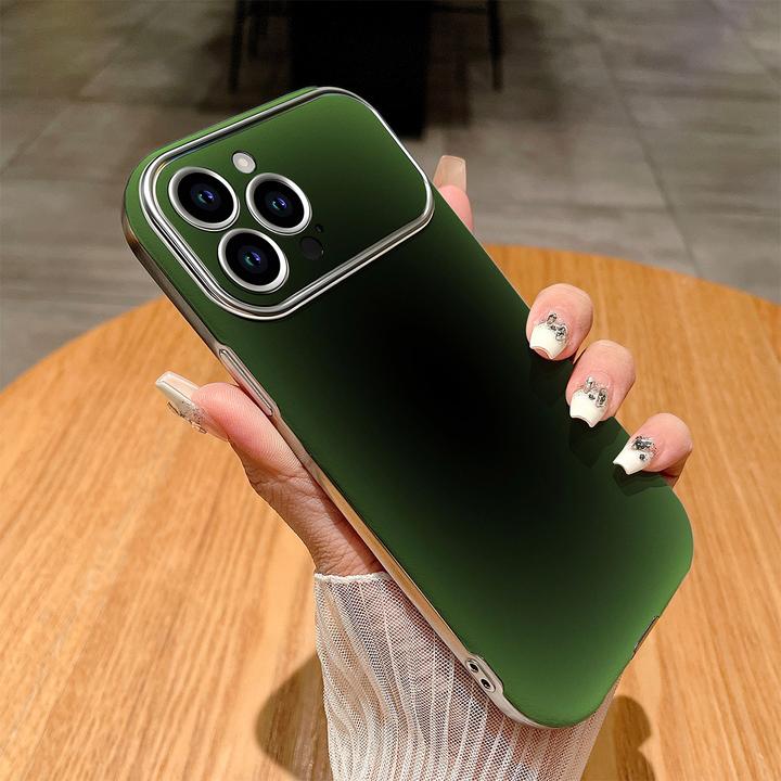 质感渐变祖母绿适用苹果17promax新款手机壳iPhone16大视窗15皮质