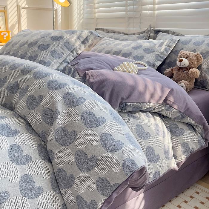 棉磨毛加厚印花三件套四件套简约四季款学生床品宿舍”单人套件“