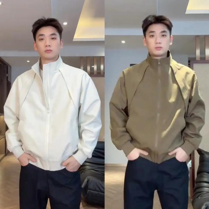 ZPAG秋季美式休闲立领防水夹克纯色复古户外工装飞行夹克百搭外套