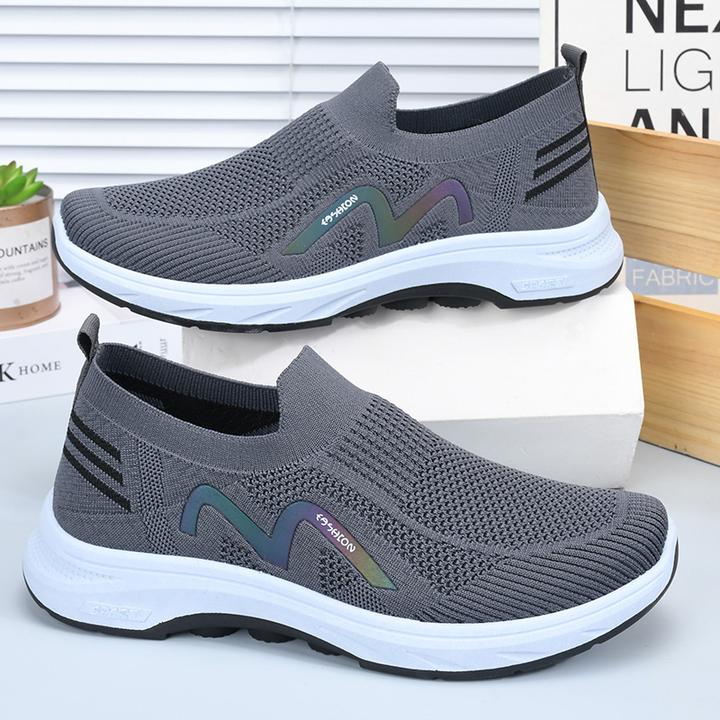 男士爸爸鞋老北京布鞋休闲老人鞋一脚蹬透气网面鞋防滑软底洞洞鞋