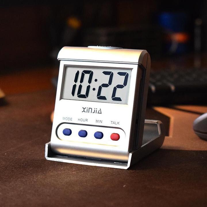 中文语音报时折叠闹钟适合老人盲人学生床头使用室内家用卧室小型