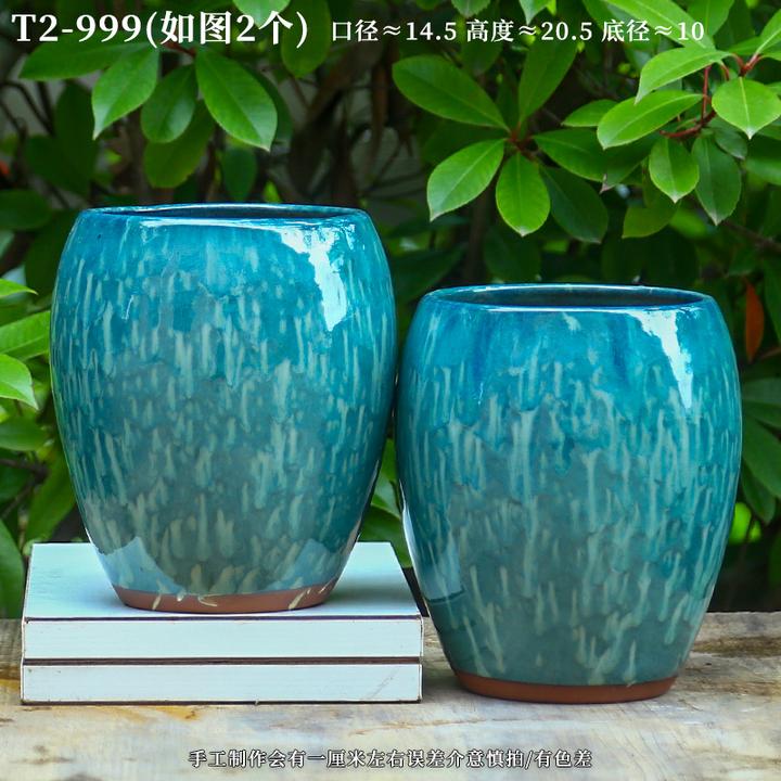 T2-999宜兴紫砂红陶双耳大号老桩陶罐粗陶花盆透气万能盆花盆