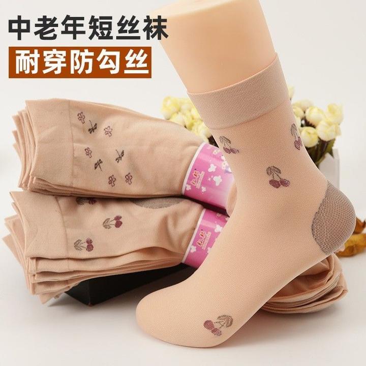 丝袜女短薄款中筒袜中老年女袜松口耐磨老年人春秋棉底袜子女夏季