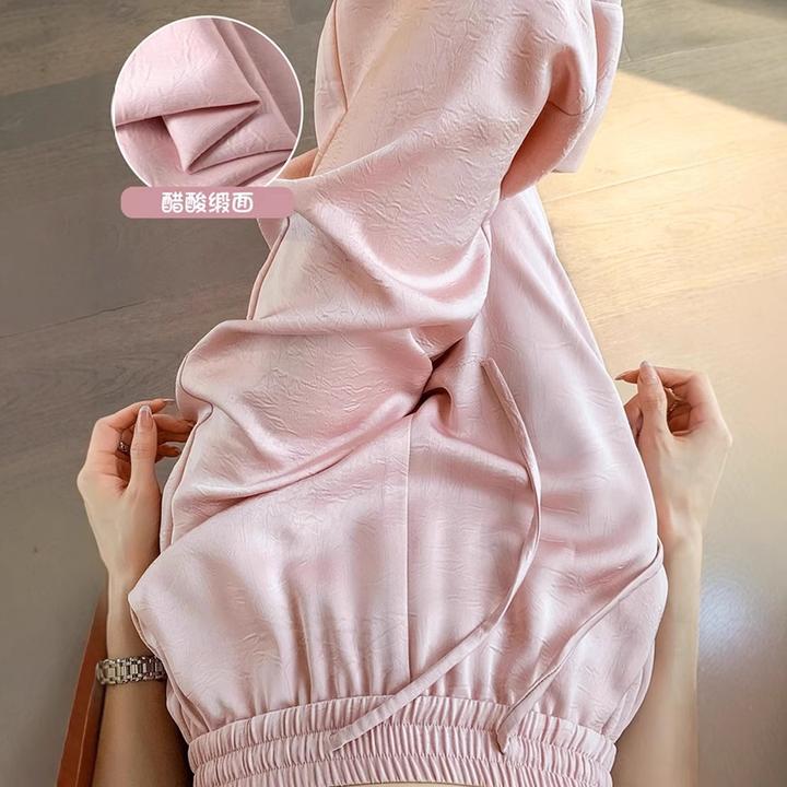 啄木鸟冰丝阔腿裤女夏薄款醋酸提花高腰垂感防晒凉凉宽松直筒裤