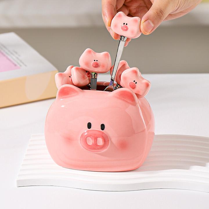 川岛屋不锈钢水果叉套装高颜值创意水果签可爱儿童甜品蛋糕小叉子