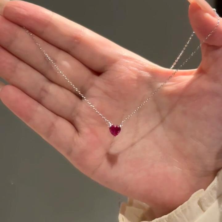卡柒 铜合金项链 红色爱心项链女韩系简约小众设计高级感锁骨链女