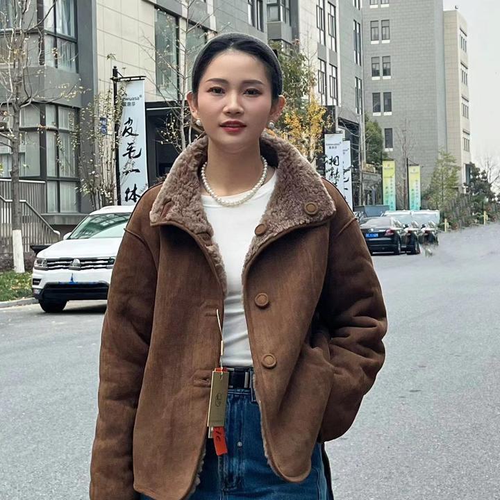 171两色海宁2024新款100%羊毛时尚休闲外套宽松显瘦