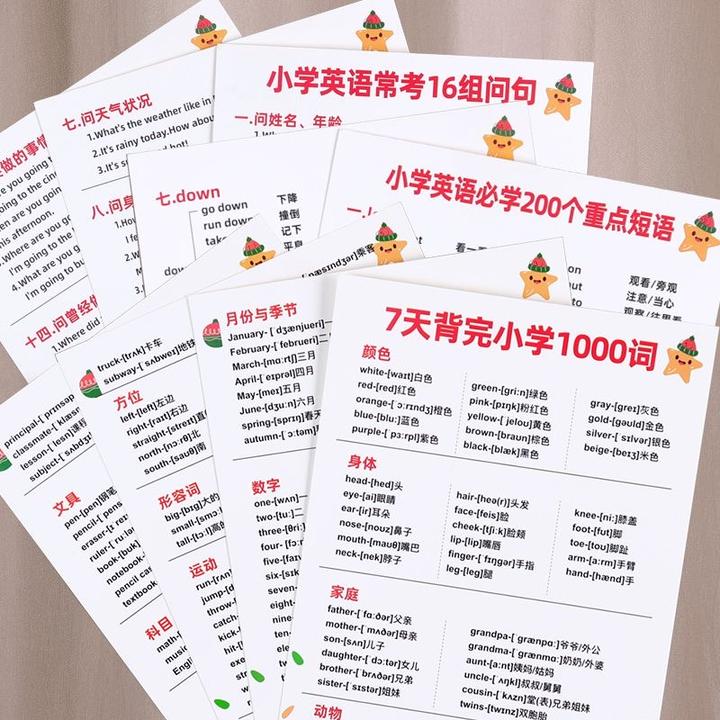 英语语法顺口溜体系卡片口诀大全初中小学必备知识点掌握教学教具