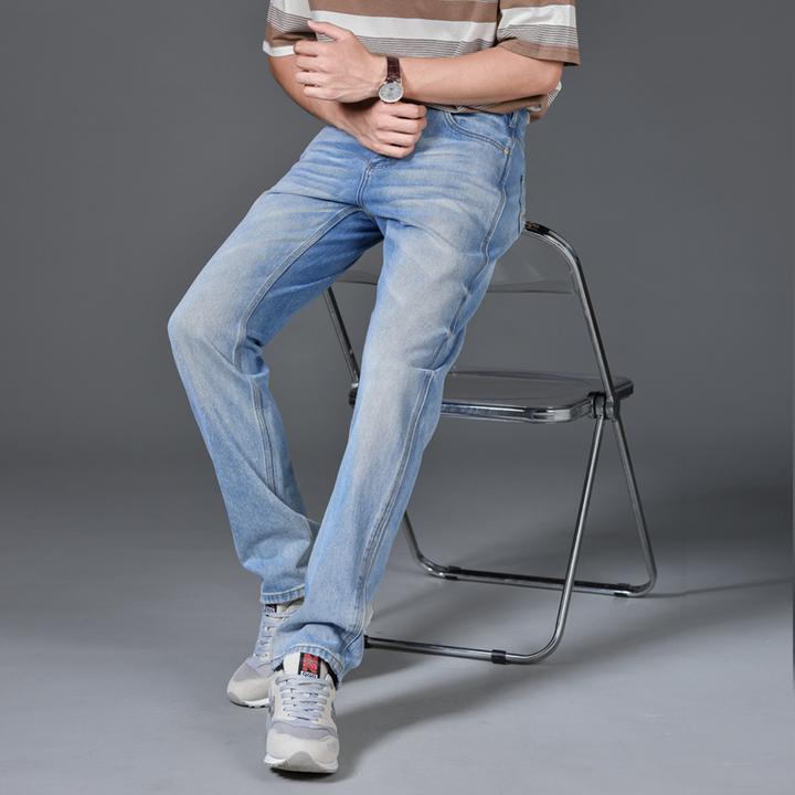 冰蓝 12.8oz经典直筒100%棉无弹丹宁cleanfit工装牛仔裤 H202