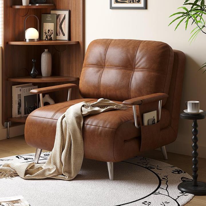 木宫匠家具折叠沙发床单人两用新款复古小户型伸缩沙发床