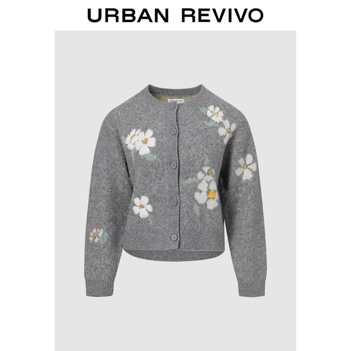 UR2025冬季新款女装休闲立体花朵针织开衫UYL950247+