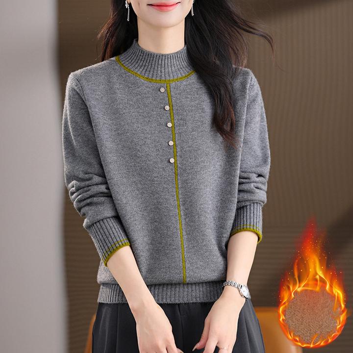 高级感灰色毛衣女秋冬2025新款加绒加厚针织打底衫一体绒上衣内搭