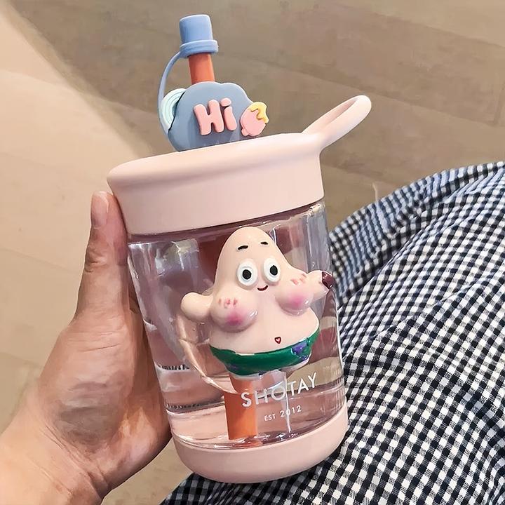 派大星水杯女式高颜值吸管杯diy杯子便携大容量卡通可爱2024新款