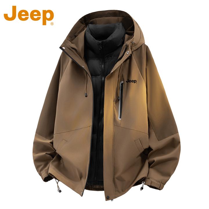 JEEP吉普户外冲锋夹克三合一外套男款秋冬季防风防水可拆卸登山服