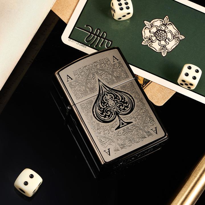 TSHOMX【暗花幺点】 七夕送男友情人节礼物黑桃A印花防风煤油打火机