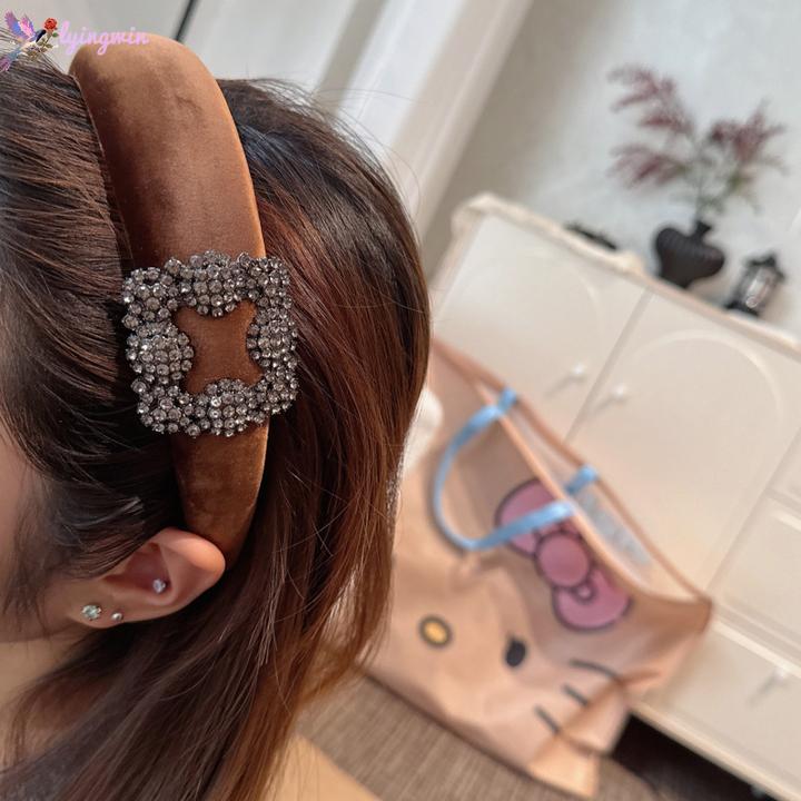 轻奢方钻发箍简约发卡高颅顶头箍百搭小香风气质日常优雅高级发饰