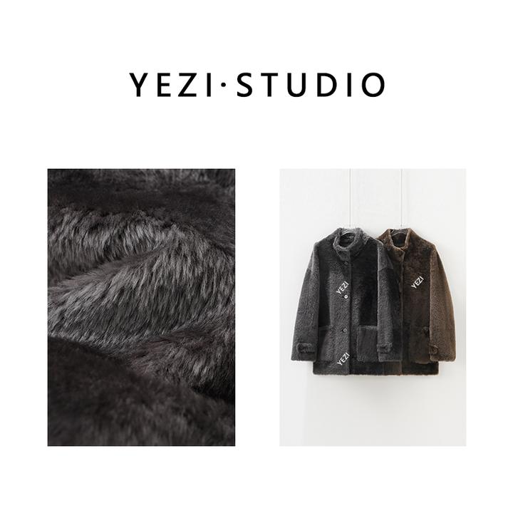 【焦糖咖啡】西班牙进口美利奴轻柔小立领皮毛一体皮草外套25430050