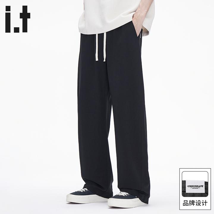 it :CHOCOOLATE男士休闲裤直筒裤秋季薄款潮牌运动宽松直筒长裤子