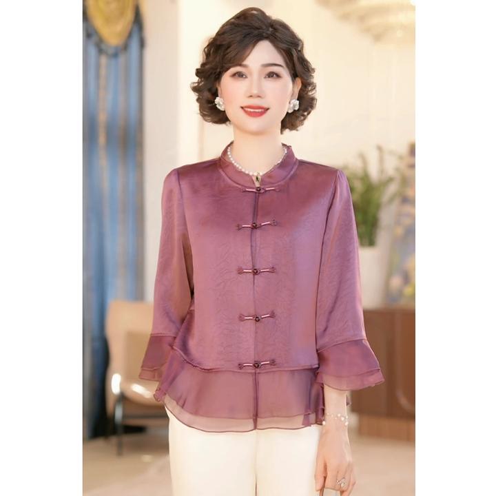 中年妈妈春夏新中式国风套装2025新款洋气上衣服中老年女装两件套