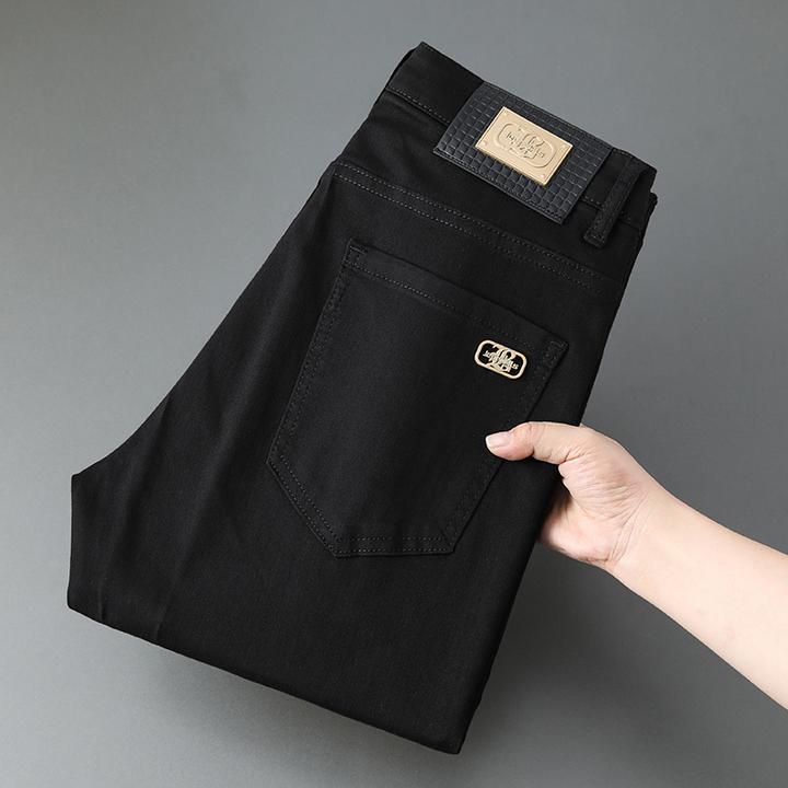 新款秋冬轻奢欧货牛仔裤男士黑色白色长裤白色男士修身长裤牛仔裤