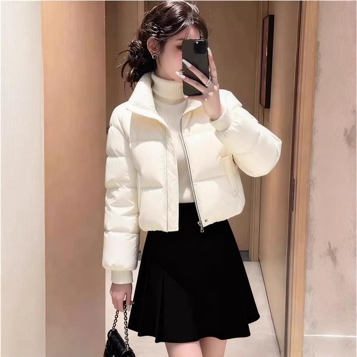 2025新款白色短款羽绒服女立领拉链显瘦保暖小个子百搭面包服外套