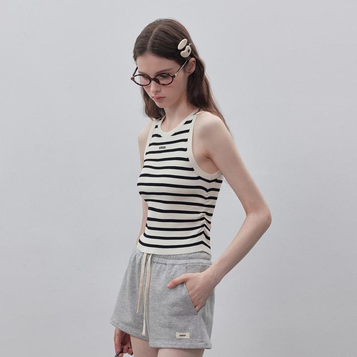 樱桃KIRSH 黑白条纹毛衫吊带背心女夏2025年新款休闲修身显瘦上衣