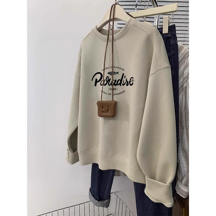 圆领卫衣外套女2025新款韩版宽松休闲洋气无帽上衣加绒加厚秋冬季