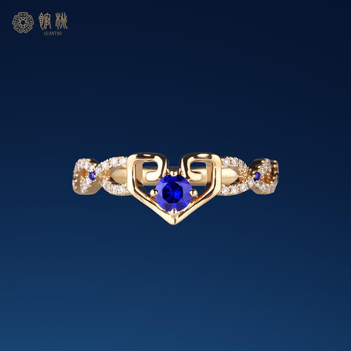 馆桃【回】18K黄金蓝宝石戒指