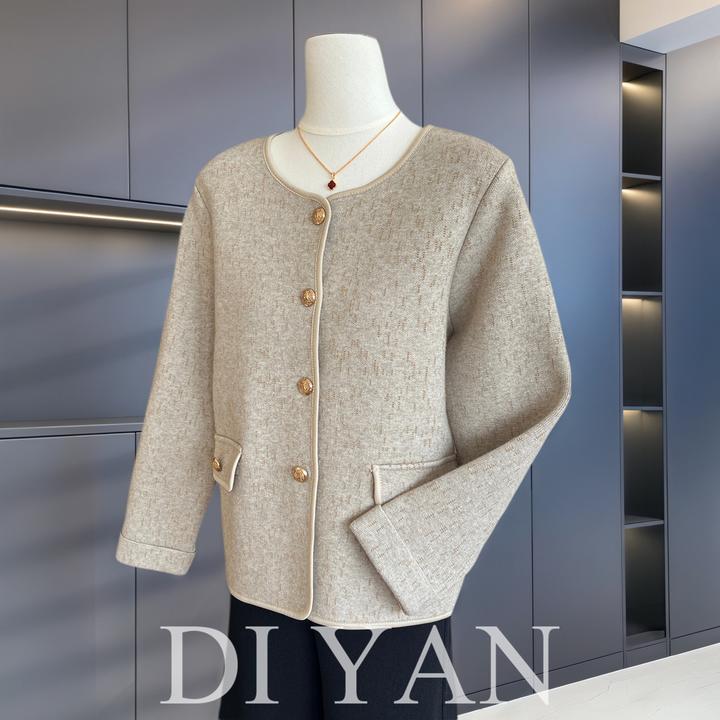 中年妈妈秋装毛呢外套2025新款上衣服中老年女装春秋洋气毛衣开衫