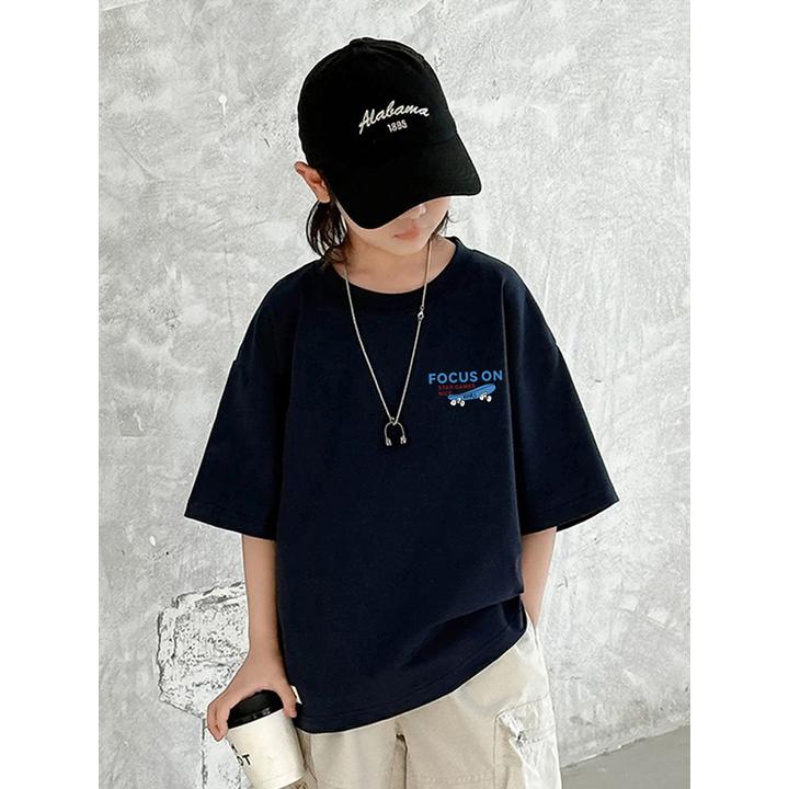 2025新款男童短袖上衣男潮t夏季宽松夏装男童印花T恤ins半袖百搭