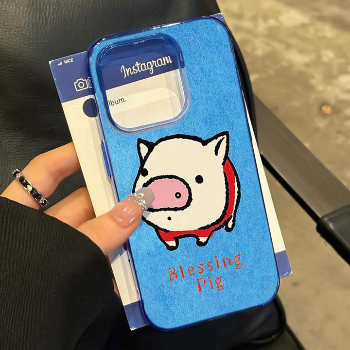 涂鸦小蓝猪适用iPhone16苹果17/14_15PROMAX软胶13手机壳12防摔11