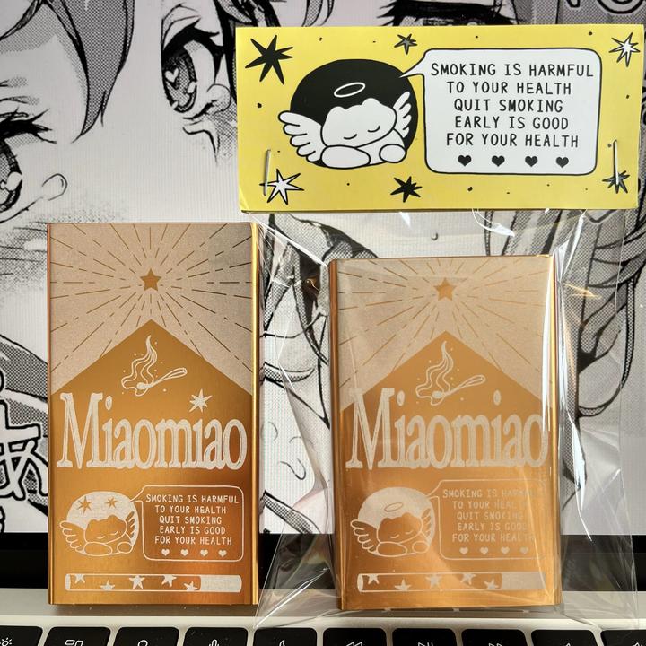 原创可爱涂鸦星星落日浮金镭射雕刻滑盖式细支粗支烟盒情侣款烟盒