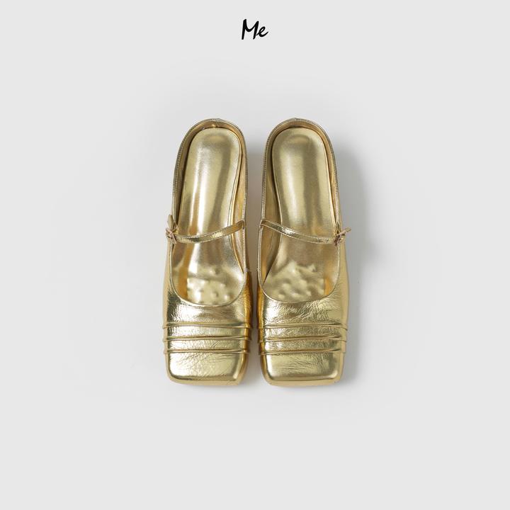 ME【古巴金方头半包一脚蹬】压铸金TOGO牛皮百搭真皮鞋子MESS5270