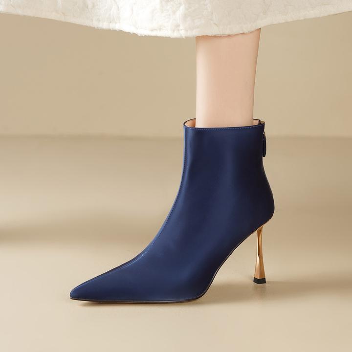 8.5CM超高跟短靴英伦风时尚百搭尖头细跟小短靴秋冬新款气质女靴