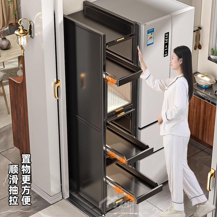 碳钢夹缝收纳柜缝隙窄边置物架厨房冰箱侧面抽拉柜超极窄缝储物柜