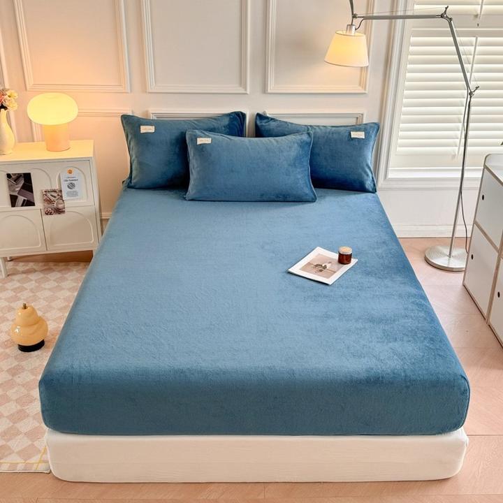 冬季牛奶绒床笠单件席梦思全包床罩加绒床垫保护套水晶绒防滑床单