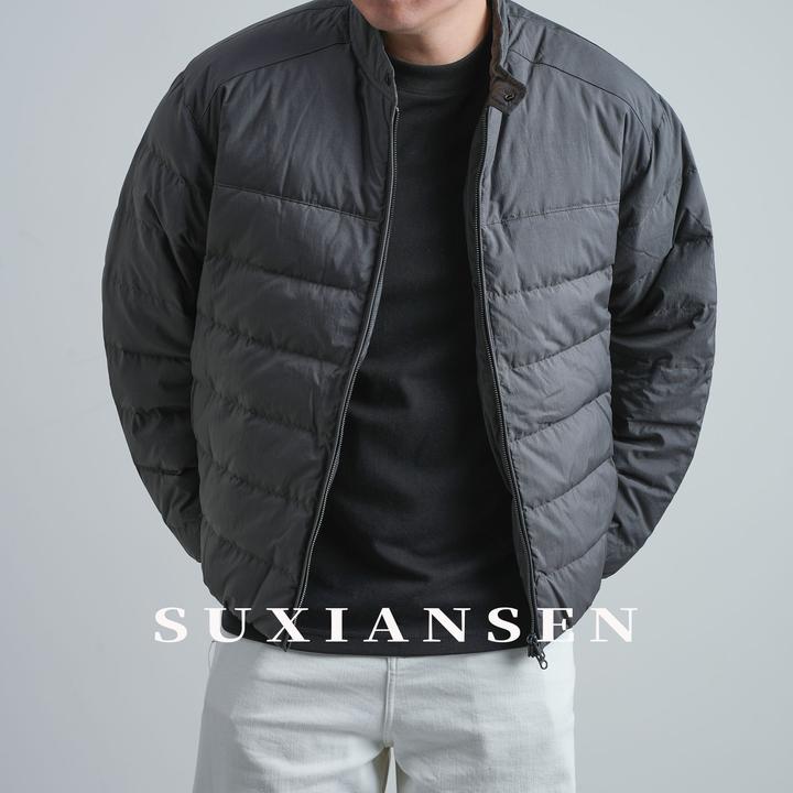 【大头叔叔】白鸭绒轻薄简约绗缝无领保暖男士羽绒服Z258233